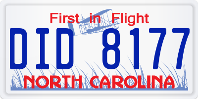 NC license plate DID8177