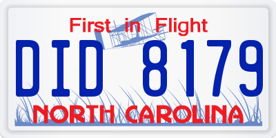NC license plate DID8179