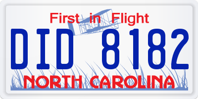 NC license plate DID8182