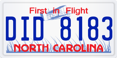 NC license plate DID8183