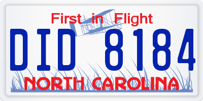 NC license plate DID8184