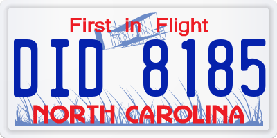 NC license plate DID8185