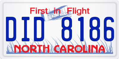NC license plate DID8186