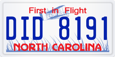NC license plate DID8191
