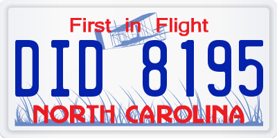 NC license plate DID8195