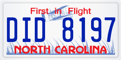 NC license plate DID8197