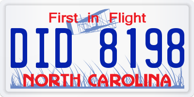 NC license plate DID8198