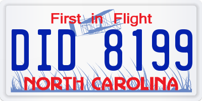 NC license plate DID8199