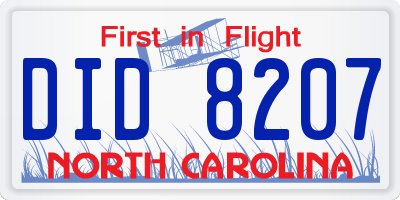 NC license plate DID8207