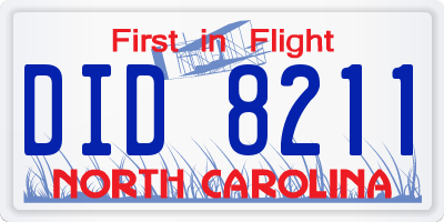 NC license plate DID8211