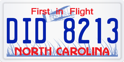NC license plate DID8213