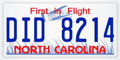 NC license plate DID8214