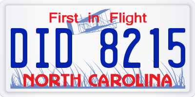 NC license plate DID8215