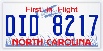 NC license plate DID8217