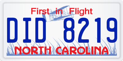 NC license plate DID8219
