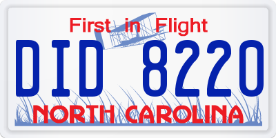NC license plate DID8220