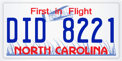 NC license plate DID8221