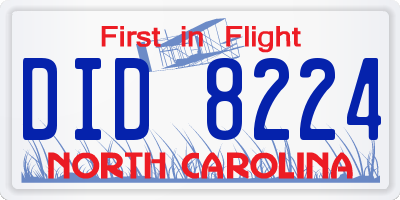 NC license plate DID8224