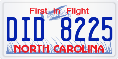 NC license plate DID8225