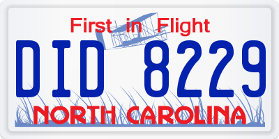 NC license plate DID8229