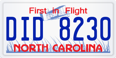 NC license plate DID8230