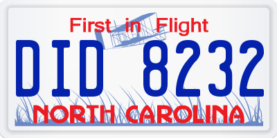NC license plate DID8232