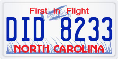 NC license plate DID8233
