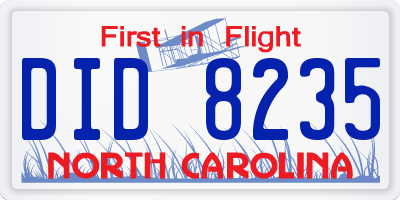 NC license plate DID8235