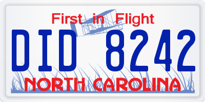 NC license plate DID8242