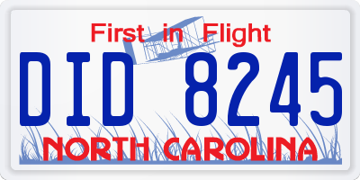 NC license plate DID8245