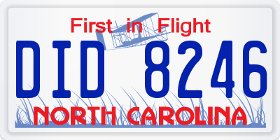 NC license plate DID8246