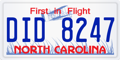 NC license plate DID8247