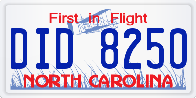 NC license plate DID8250