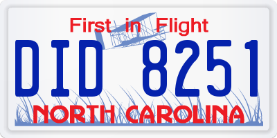 NC license plate DID8251