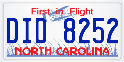 NC license plate DID8252