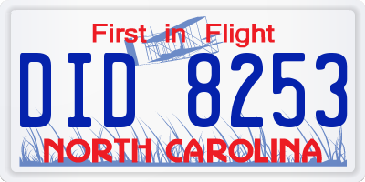 NC license plate DID8253