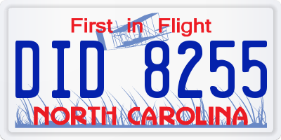 NC license plate DID8255