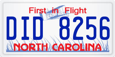 NC license plate DID8256
