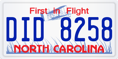 NC license plate DID8258