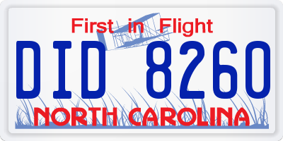NC license plate DID8260