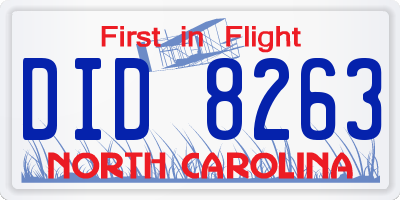 NC license plate DID8263