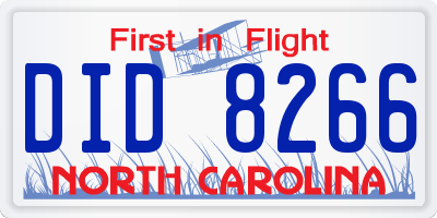 NC license plate DID8266