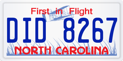 NC license plate DID8267