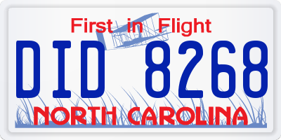 NC license plate DID8268
