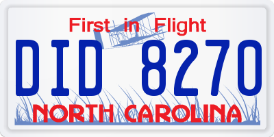 NC license plate DID8270