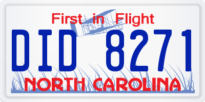 NC license plate DID8271