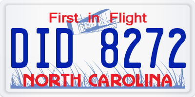 NC license plate DID8272