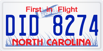 NC license plate DID8274