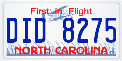 NC license plate DID8275