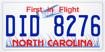 NC license plate DID8276